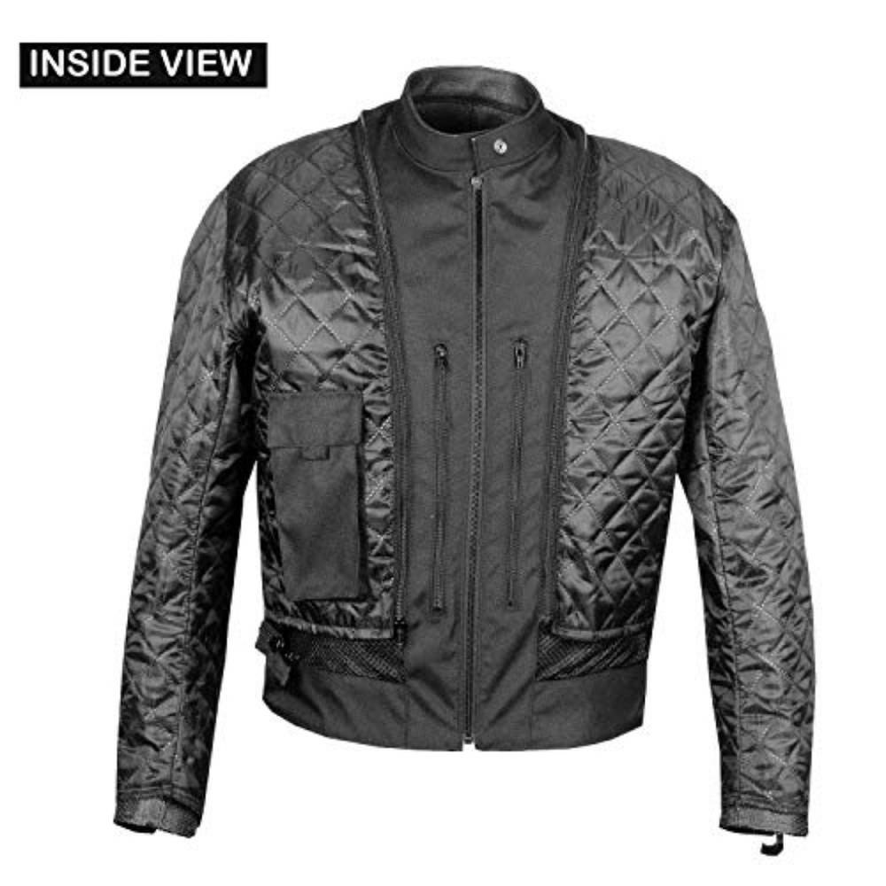 Men’s Cruiser Motorcycle Jacket Black Cowhide Leather Armored Street Bike - Picture 15 of 16